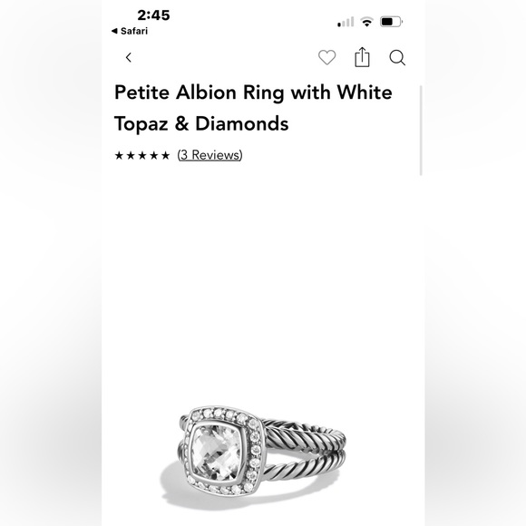 David Yurman Jewelry - David Yurman ring in white topaz size 5